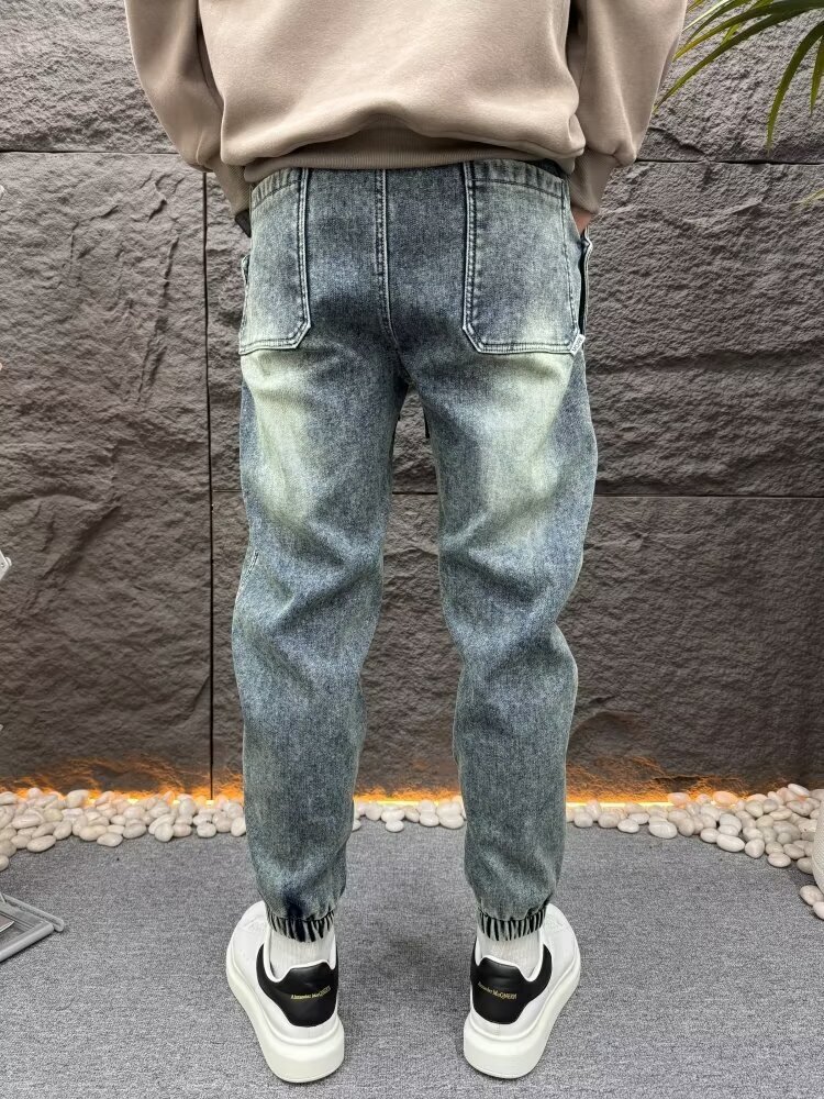 154 American summer jeans men's cropped versatile design trendy fashion slim casual pants