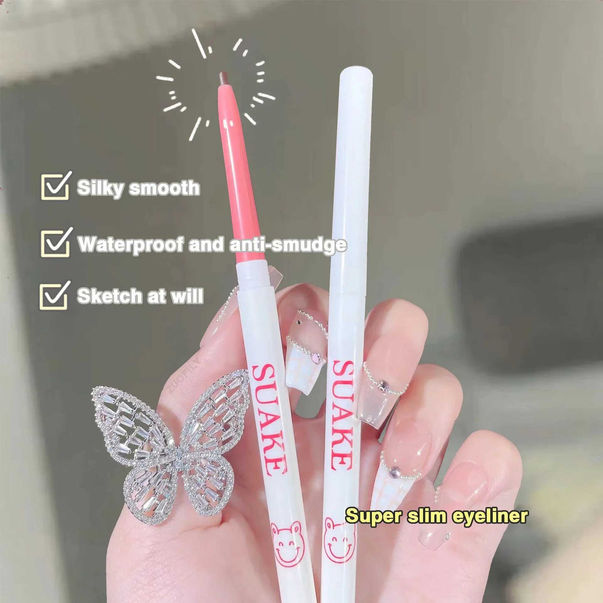 Gel Eyeliner Pencil Super Fine Easy To Wear Quick Dry Lasting Black Brown Matte Shadow Lying Silkworm Pen Eye Makeup Cosmetics Y240813