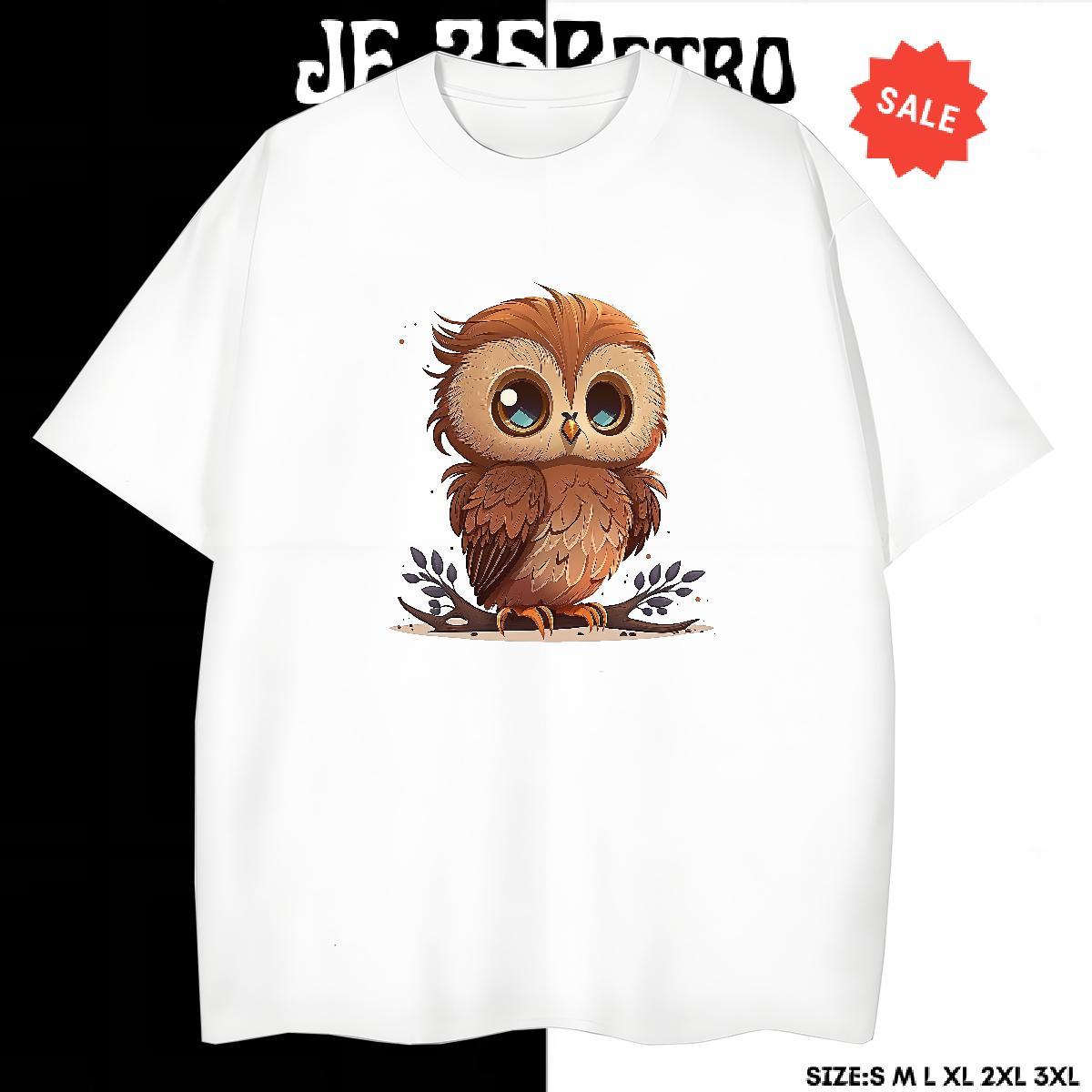 Unisex Men T Shirts Owl Breathable Short Sleeve Anime Printing Street DIY Printed 100% Cotton 230g Couples T Shirts New Arrival Tee Shirt