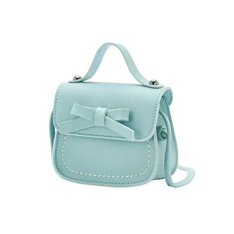 PU leather solid princess handbag childrens messenger cross body bag girls princess shoulder bag coin wallet W240813