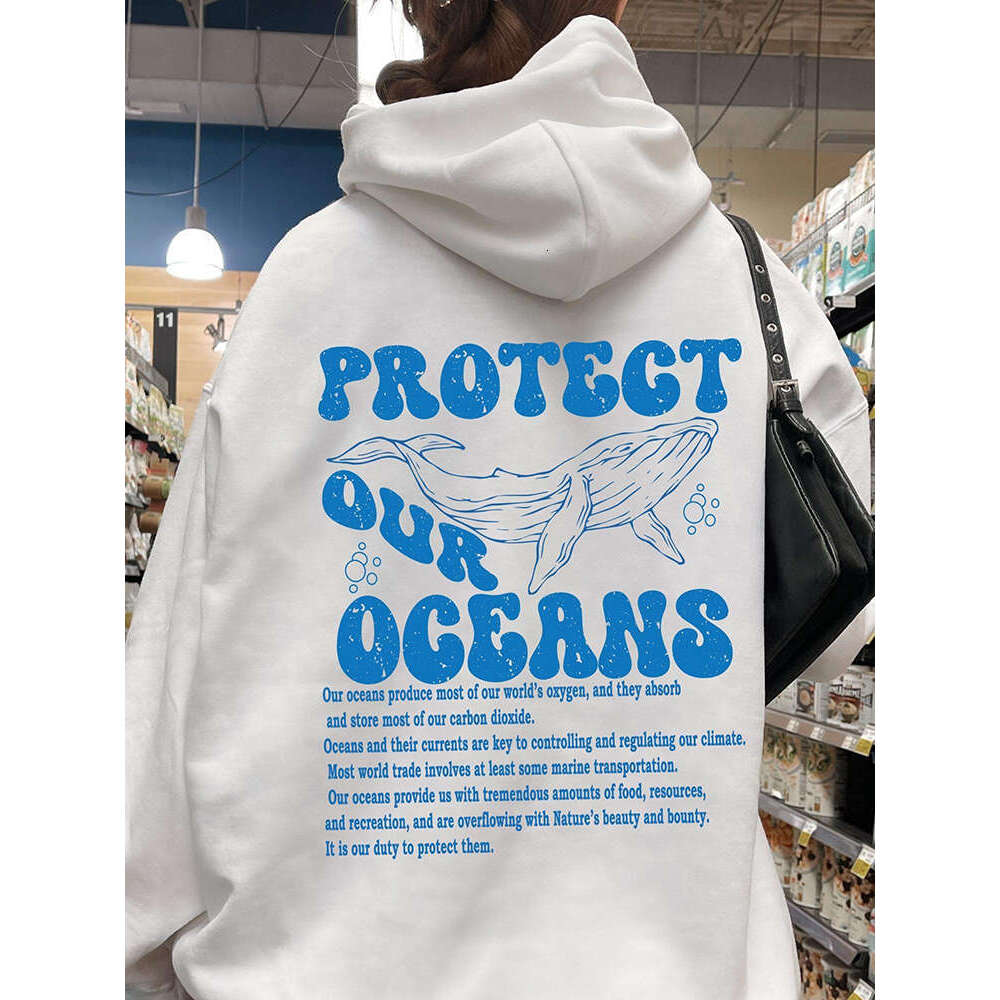 Our Protect Oceans Respect The Local Printed Hooded Women Hoodies Plus Size Sweatshirt Autumn Winter Female Casual Streetwear