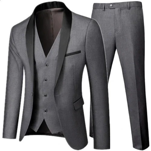 Black Men Autumn Wedding Party Three Pieces Set Large Size 5XL 6XL Male Blazer Coat Pants and Vest Fashion Slim Fit Suit 240821