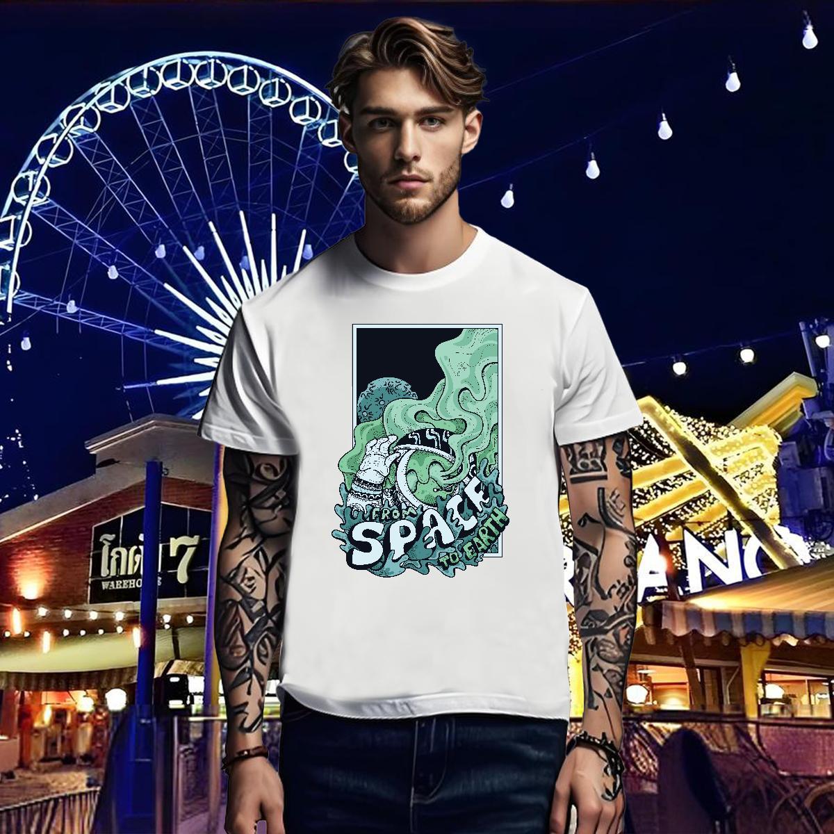 T-Shirts for Men 230g Cotton universe Outdoor Short Sleeve O-Neck Customized Print Tshirts Fashion Casual Brand Tees