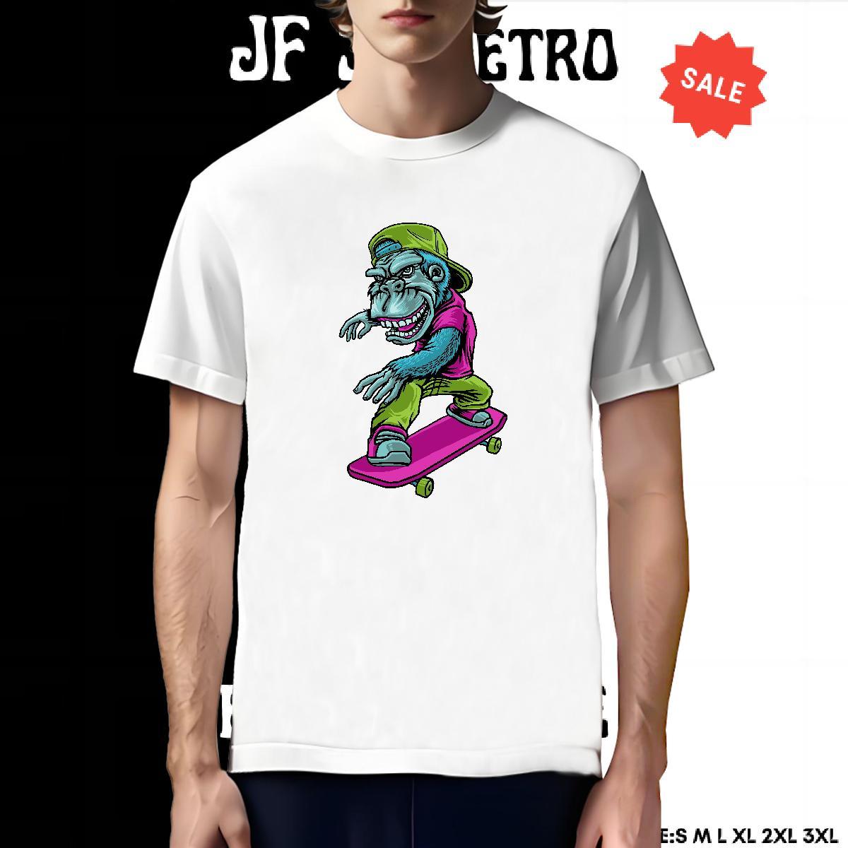 TOP Quality T shirt chimpanzee Breathable Short Sleeve Sport Cartoon Print 230g Cotton Couples T Shirts Stylist Tees Shirts