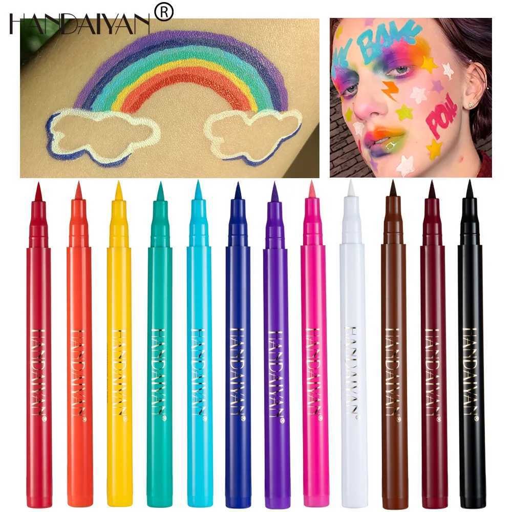 HANDAIYAN 12-Piece Set Matte Colored Eyeliner Pens - Quick-Drying Non-Smudging Liquid Eyeliner Pens Y240813