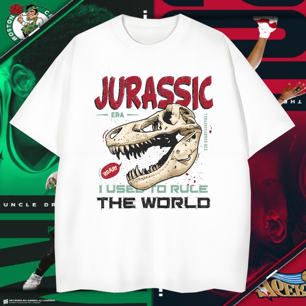 Unisex T-Shirts dinosaur Breathable Crew Neck Daily Outfit Anime 230g Cotton Tshirts Customized Tee Shirt