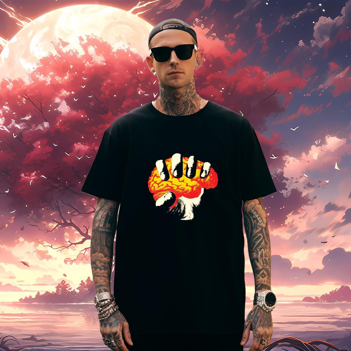 Loose Fit hands Man T Shirts Casual Beach Men Tees 230g Pure Cotton Custom Short Sleeve Soft Custom Print Plus Size Tshirts