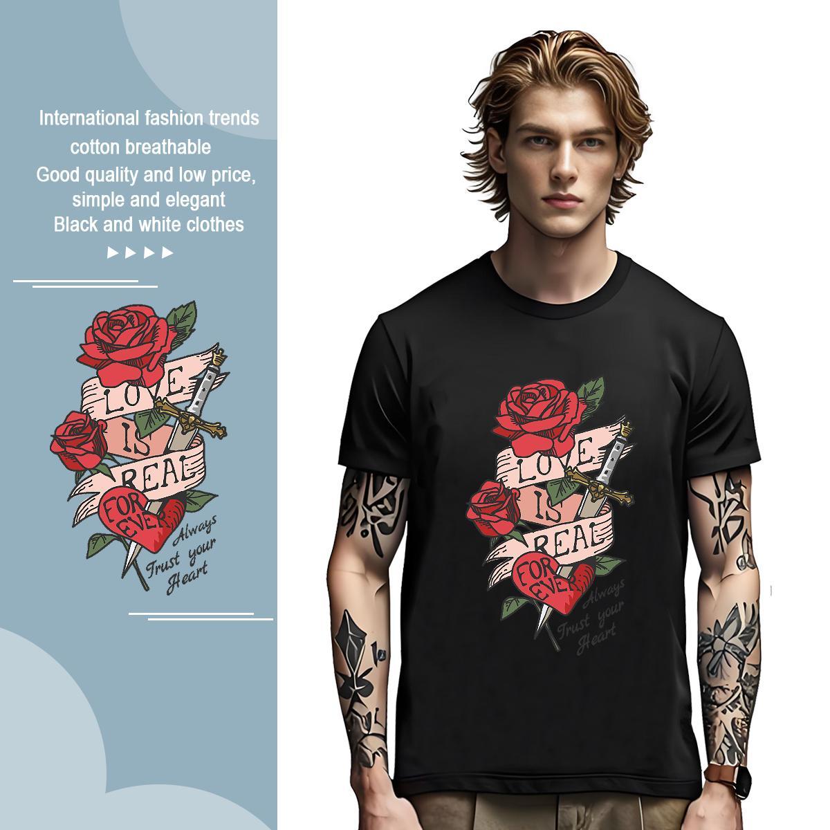 Mens T Shirts 100% Cotton 230g flower Daily Wear Breathable Short Sleeve Oversized 3XL 4XL Tshirts Free Shipping Unisex Clothings