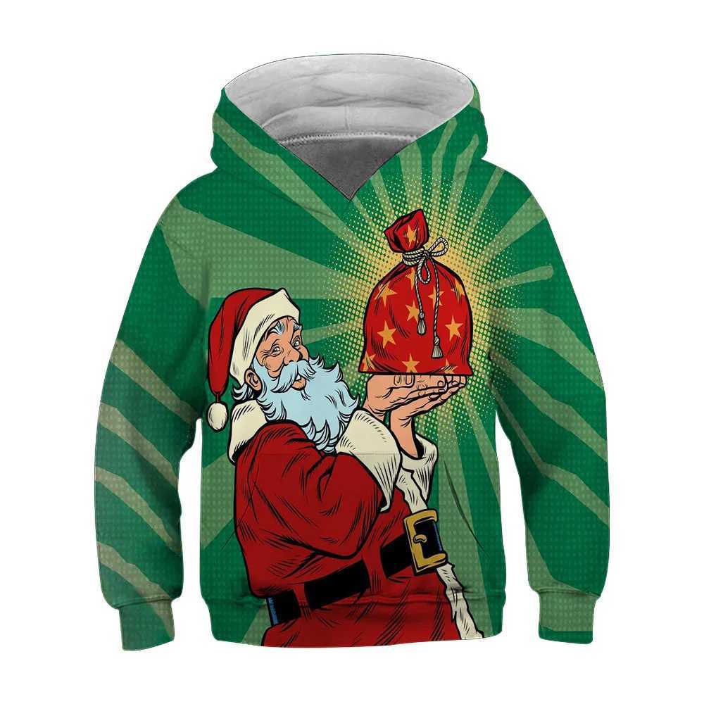 Christmas Santa Claus Print Graphic Hoodies for Children Top Comfy Trendy Hooded Pullover Kids Clothes for Autumn Winter OutdoorY240814