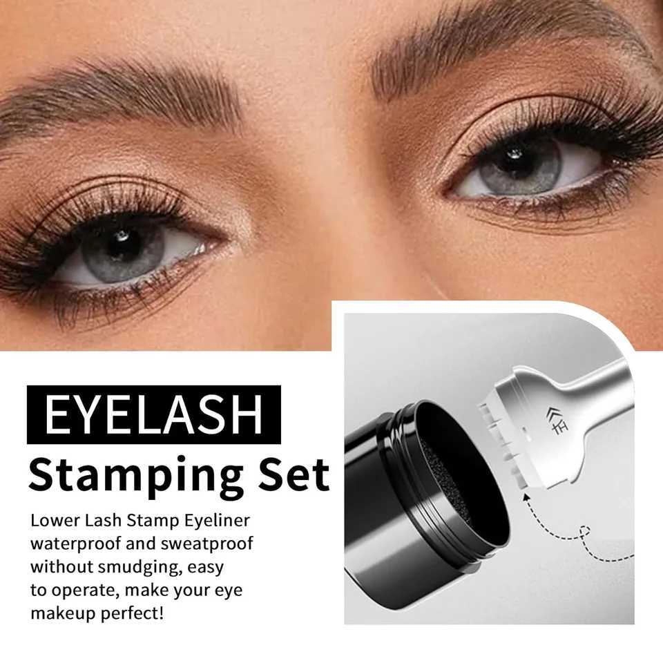 Lower Lash Stamp2-in-1 Waterproof Sweatproof Eyeliner with Individual Liquid Eyeliner Reusable Eyelash Stamp Set Makeup Y240813
