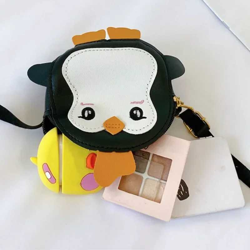 Animal penguin shaped shoulder bag childrens cross body cute clutch leather small handbag messenger W240813