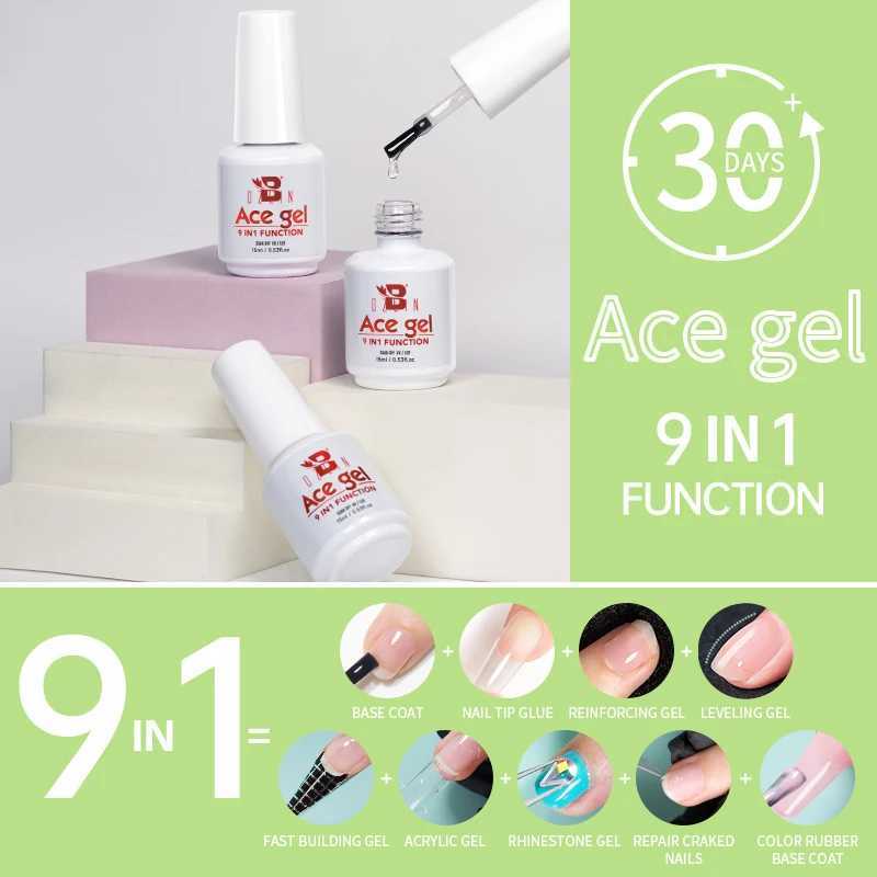 BOZLIN 15ML Ace Gel 9-in-1 Nail Glue Gel Nail Polish Thickness Transparent Semi Permanent Function UV Gel Soak Off Nail ArtM240814