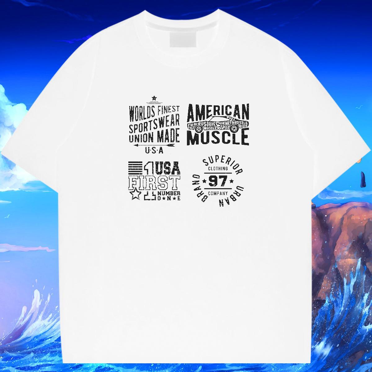 Unisex Men Tops Tees Hip Hop 230g Cotton Graphic Breathable Short Sleeve letter T Shirt For Man Custom Clothes