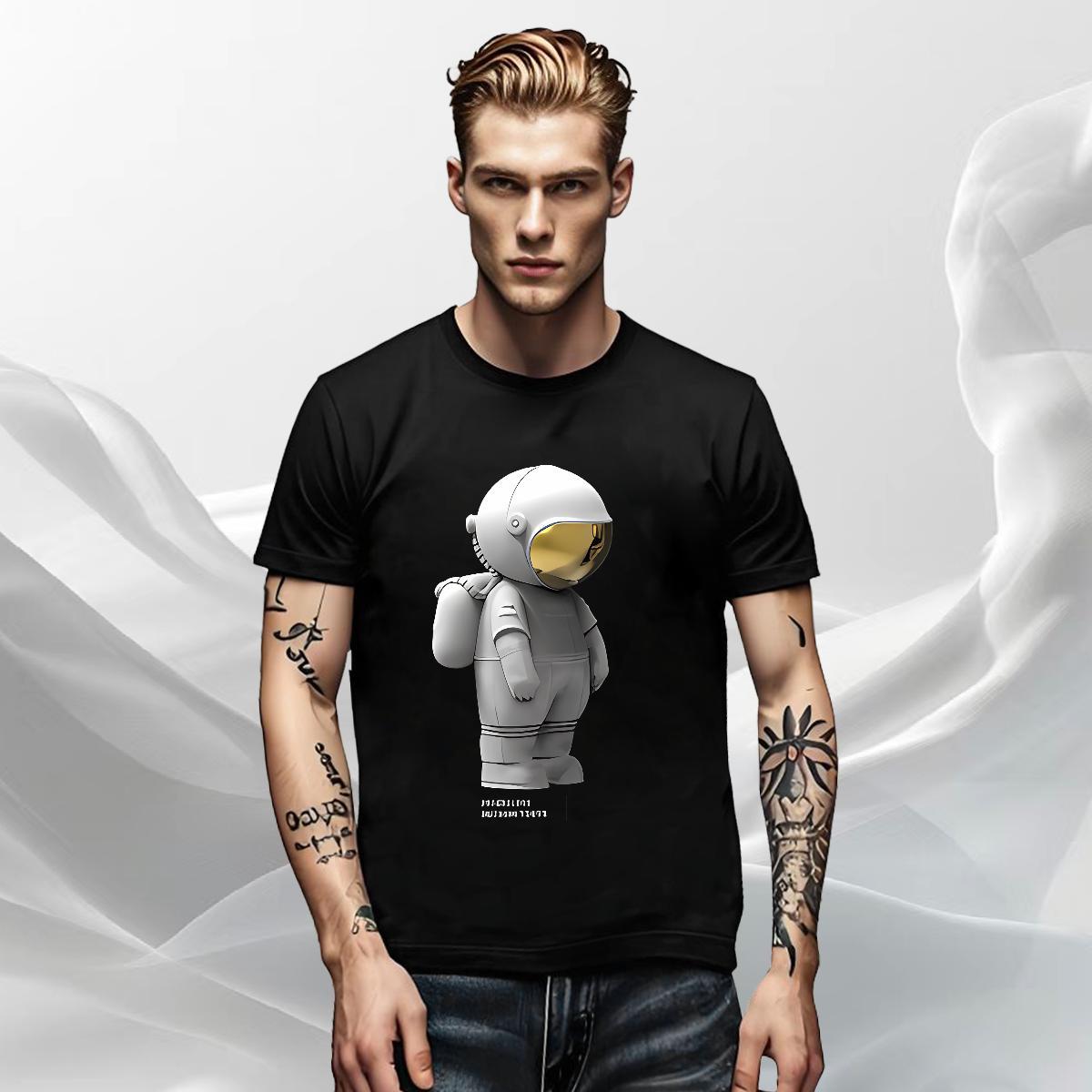 Brand Tshirts Street wear Hip Hop 230g 100% Cotton Oversized Crew Neck spaceman T-Shirts Fashion Tees Shirts