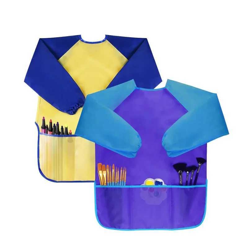 Bibs Burp Cloths Baby Boys Girls Feeding Bibs Long Sleeve Apron Waterproof for Kids School Painting Drawing Children Art Scraft Smock Burp ClothsL4812