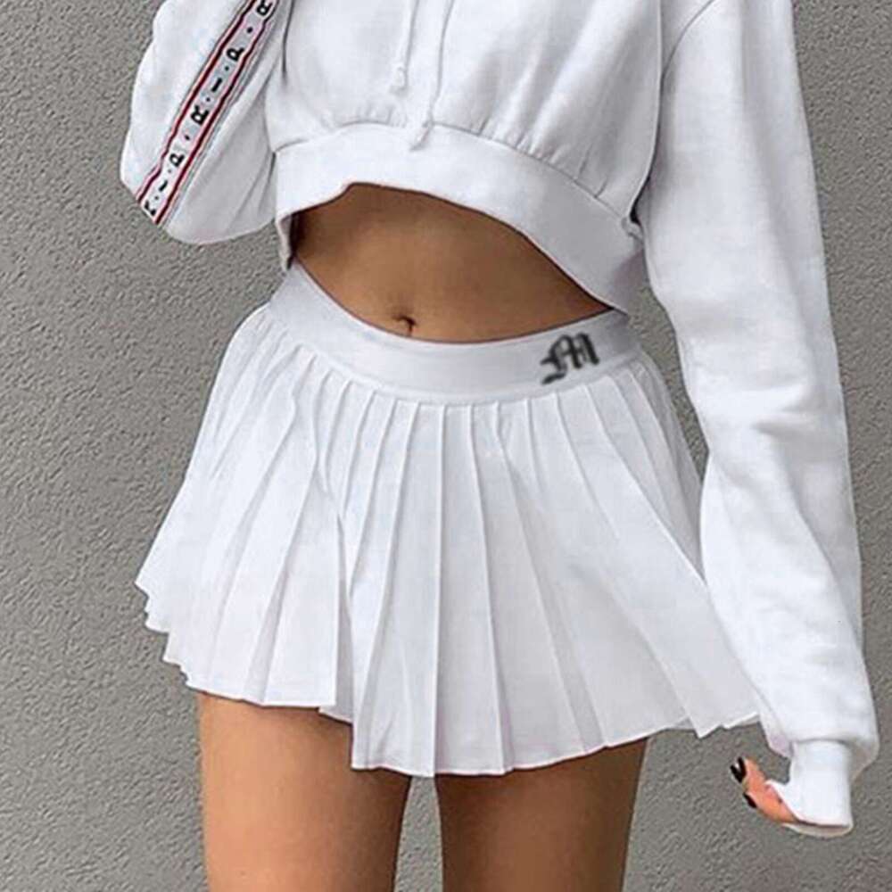 Summer Gothic Pleated New Short White Woman Elastic Waist Skirts Sexy Mircro Embroidery Mini Sports Tennis Skirt