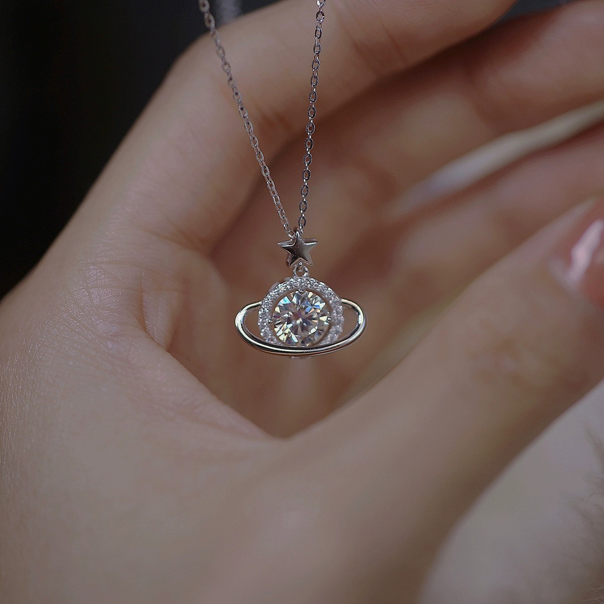 Soild 100% S999 Sterling Silver Circle Pendant Simple Ladies Jewellery Ins Top Sell Round White Moissanite Diamond Gemstones Party Women Wedding Beach