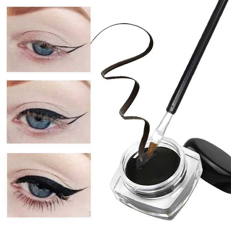 1PC Waterproof Gel Eyeliner Mini Eyeliner Gel Cream With Brush Makeup Cosmetic Black Waterproof Eye Liner Pen Y240813