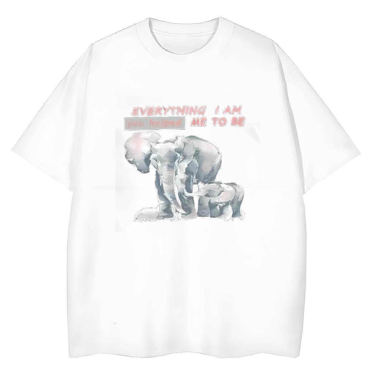 Brand T shirt Elephant Breathable Soft Casual Beach Graphic 230g 100% Cotton Couples T Shirts Stylist Tees