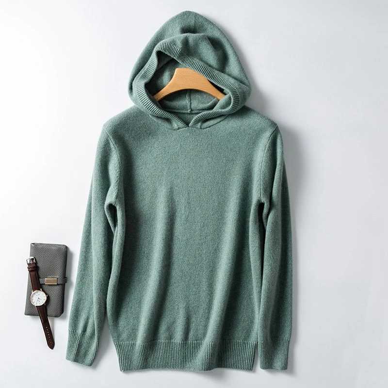 Mens long sleeved cashmere knitted zipper with hat thick warm sweater mens skydiving top of the line winter newW240729