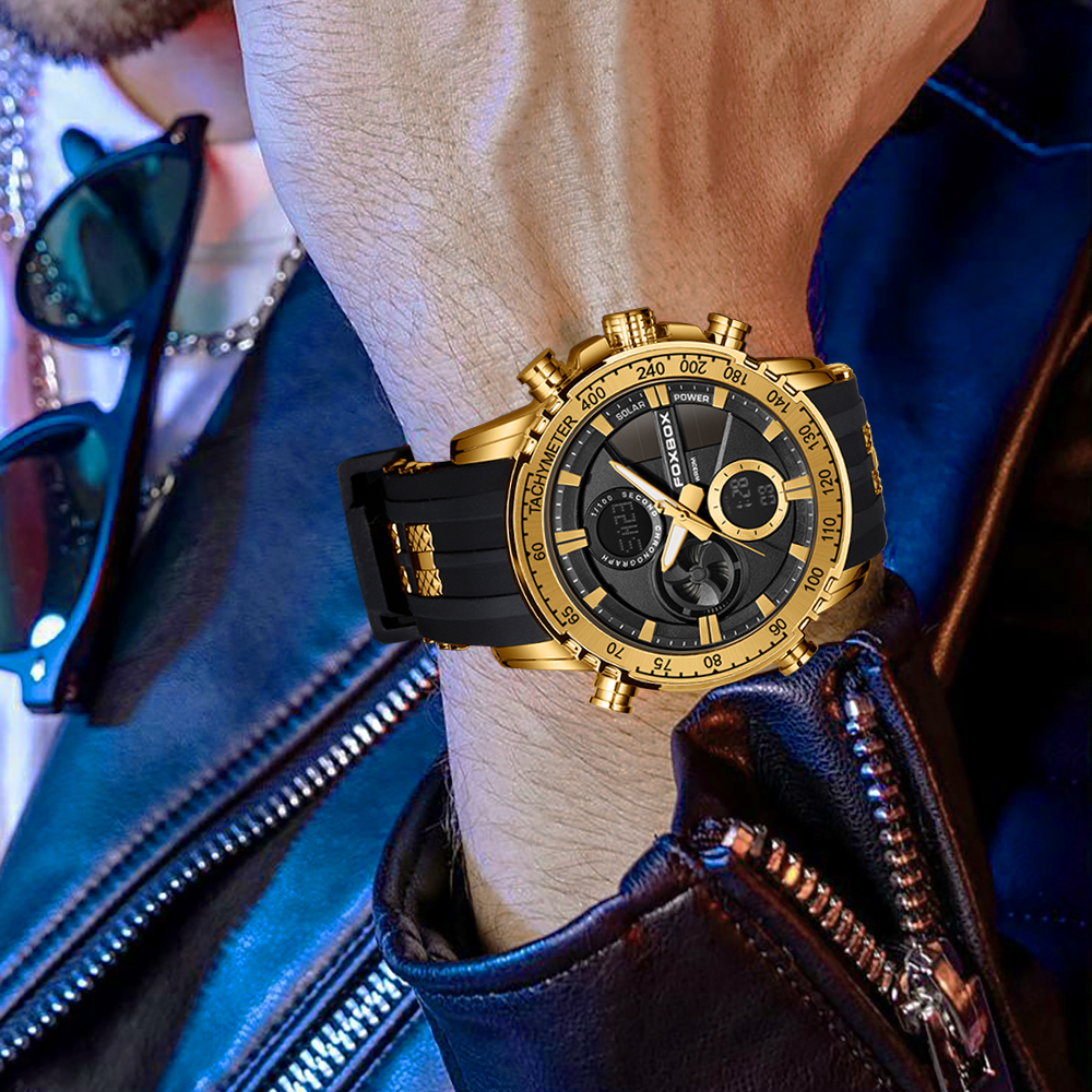 LIGE trendy sports student watch men's multifunctional waterproof night light alarm clock dual display electronic watch