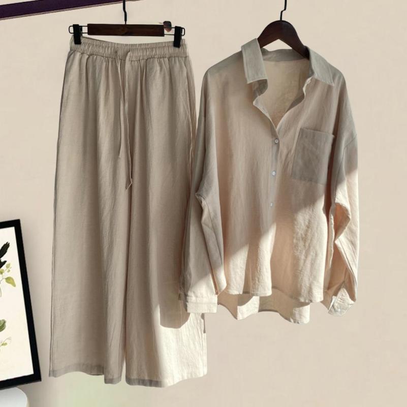 Women Casual Two Piece Sets Summer Fashion Classic Shirt Solid Color Homewear Drawstring Pants Set Women Clothing Suit 240813