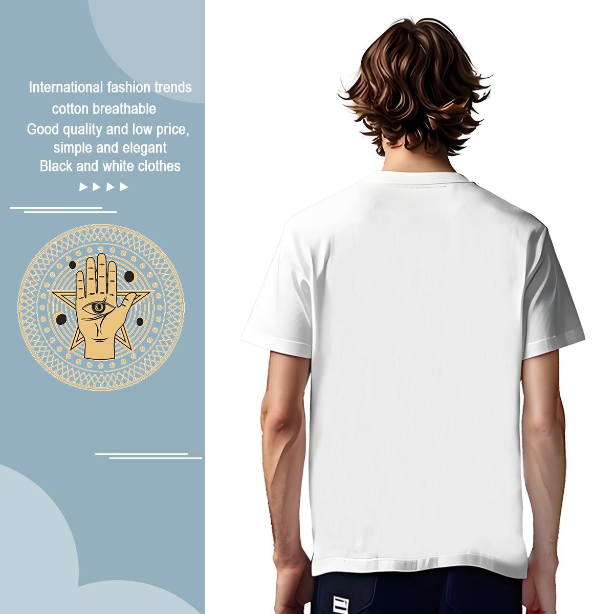 T shirt 230g 100% Cotton eyes Street Casual Breathable Short Sleeve Graphic Men Tops Tees DIY Customized Loose Clothings