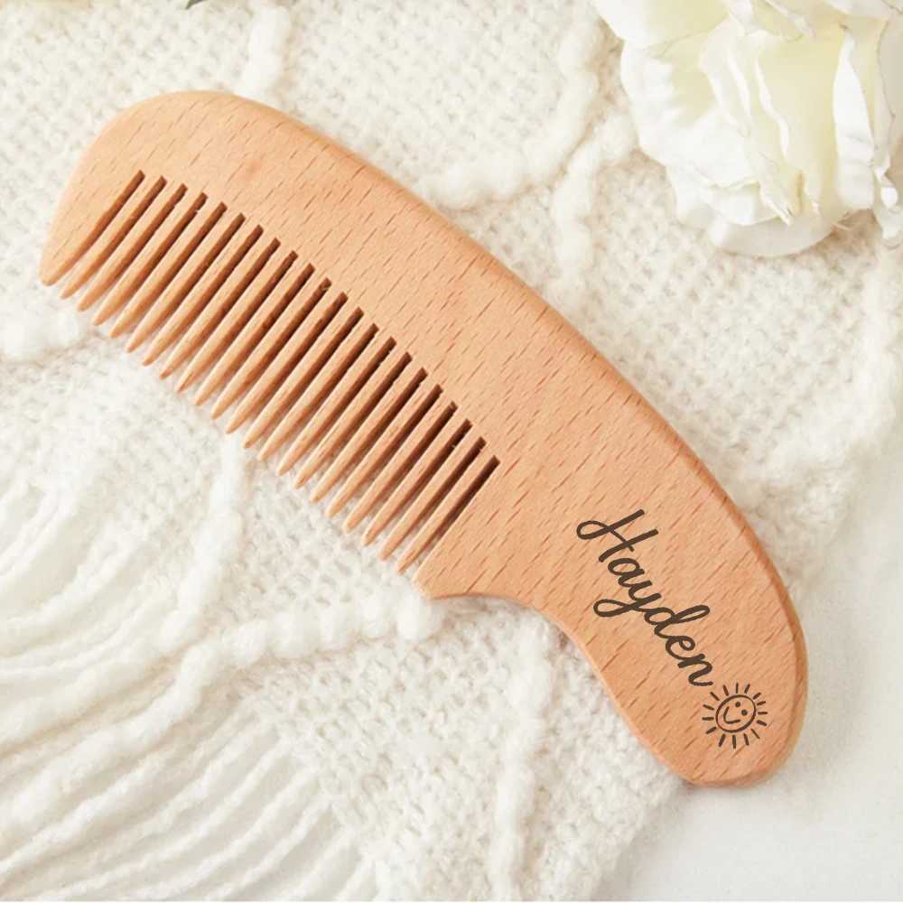 Personalized baby hair brush baby shower gift newborn wooden comb customized baby girl gift W240813