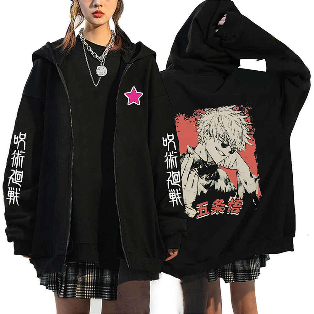 Jujutsu Kaisen Men Women Anime Zipper Jackets Autumn Winter Sweatshirts zip Up Plus Size Hoodie