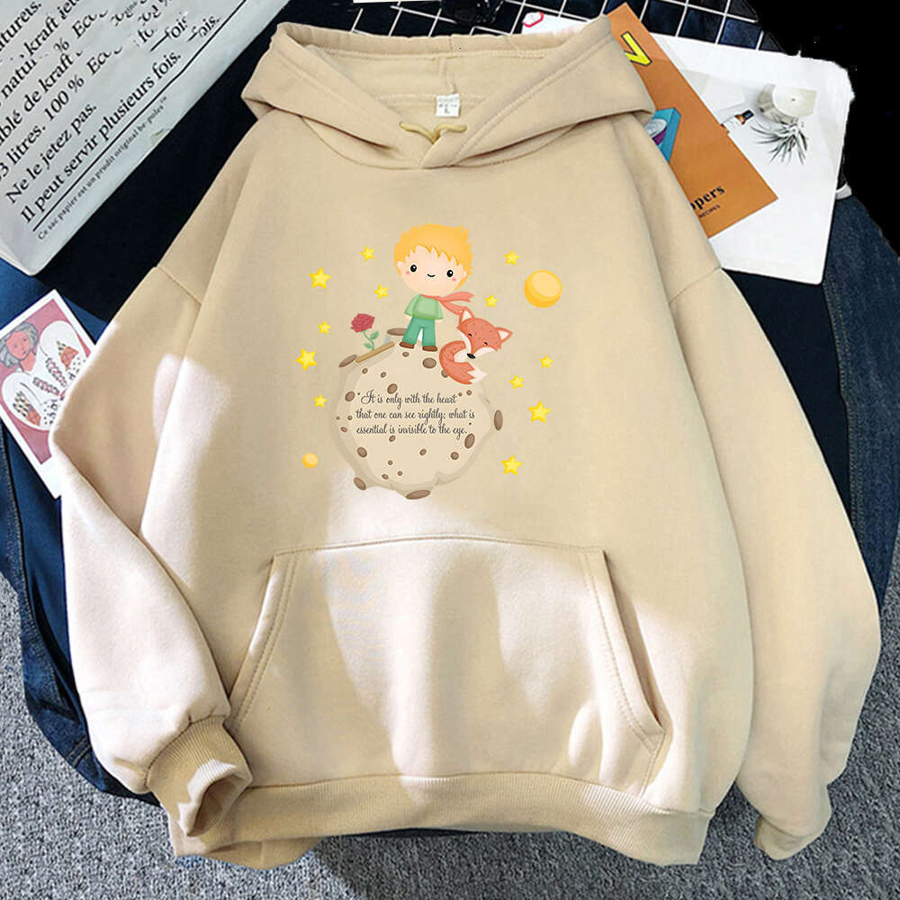 Prince Little And Fox Print Hooded Plus Size Hoodie Women Sweatshirts Haruku Autumn Winter Warm Female Pullover Clothing