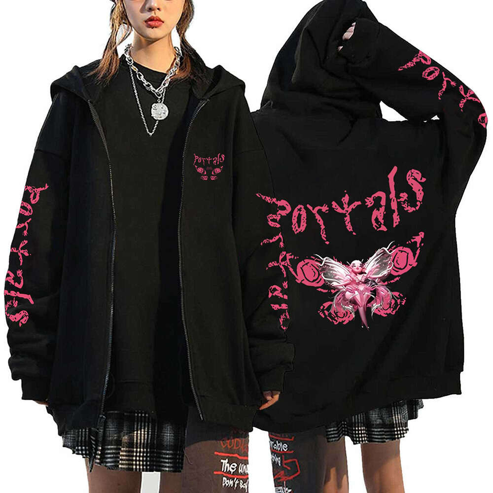 Martinez Melanie Cartoon Zipper Hooded Sweatshirts Hip Hop Y2K Streetwear Oversized Long Sleeves Fleece Coats Jackets Hoodies