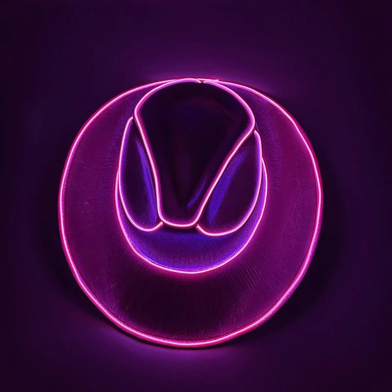 Party LED Fluorescent Color Cowboy Hat Club Nightclub Disco Western Cowboy Hat Luminous Cowboy Hat Role Playing Festival Decoration 240808