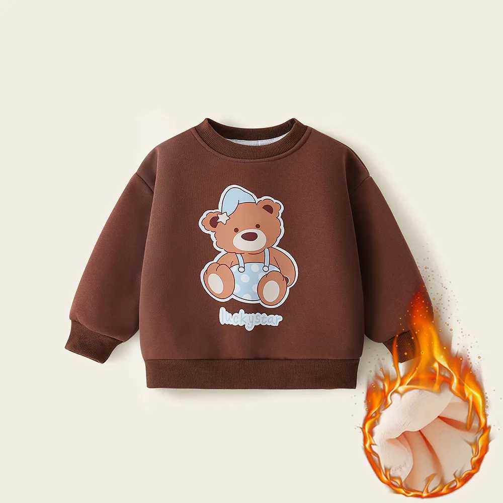 Autumn Winter Kids Boys Sweatshirts Cartoon Printed Plus Velvet Thicken Cotton Toddler Boys Pullovers Children Boys Warm TopsY240814