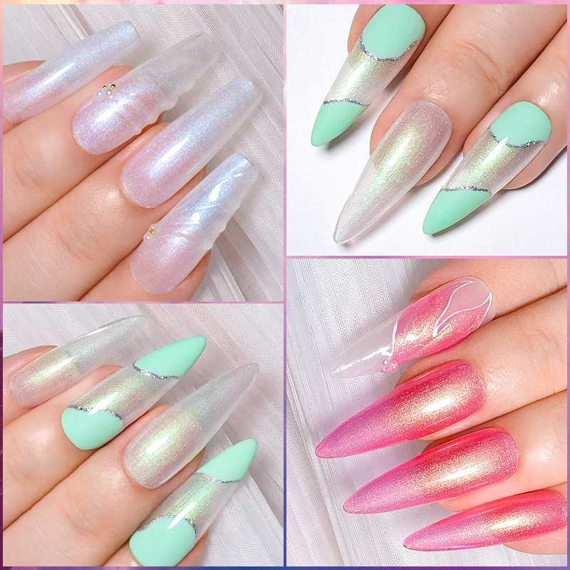 Mtssii 7ml Auroras Pearl Shell Rubber Base Gel 3D Thread Shell Gel White Gold Semi Permanent Soak Off UV LED Nails Art VernisM240814