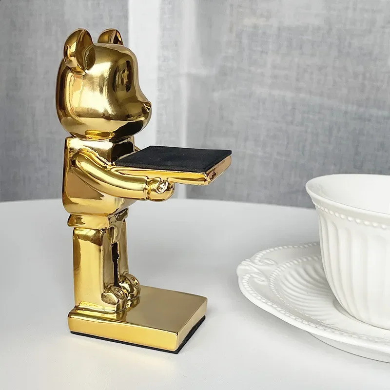 Man Watch Holder Bear Miniature Items Resin Figurines Decorations Girls Trinkets Tray For Home Bedroom Table Modern Decor Gifts 240812