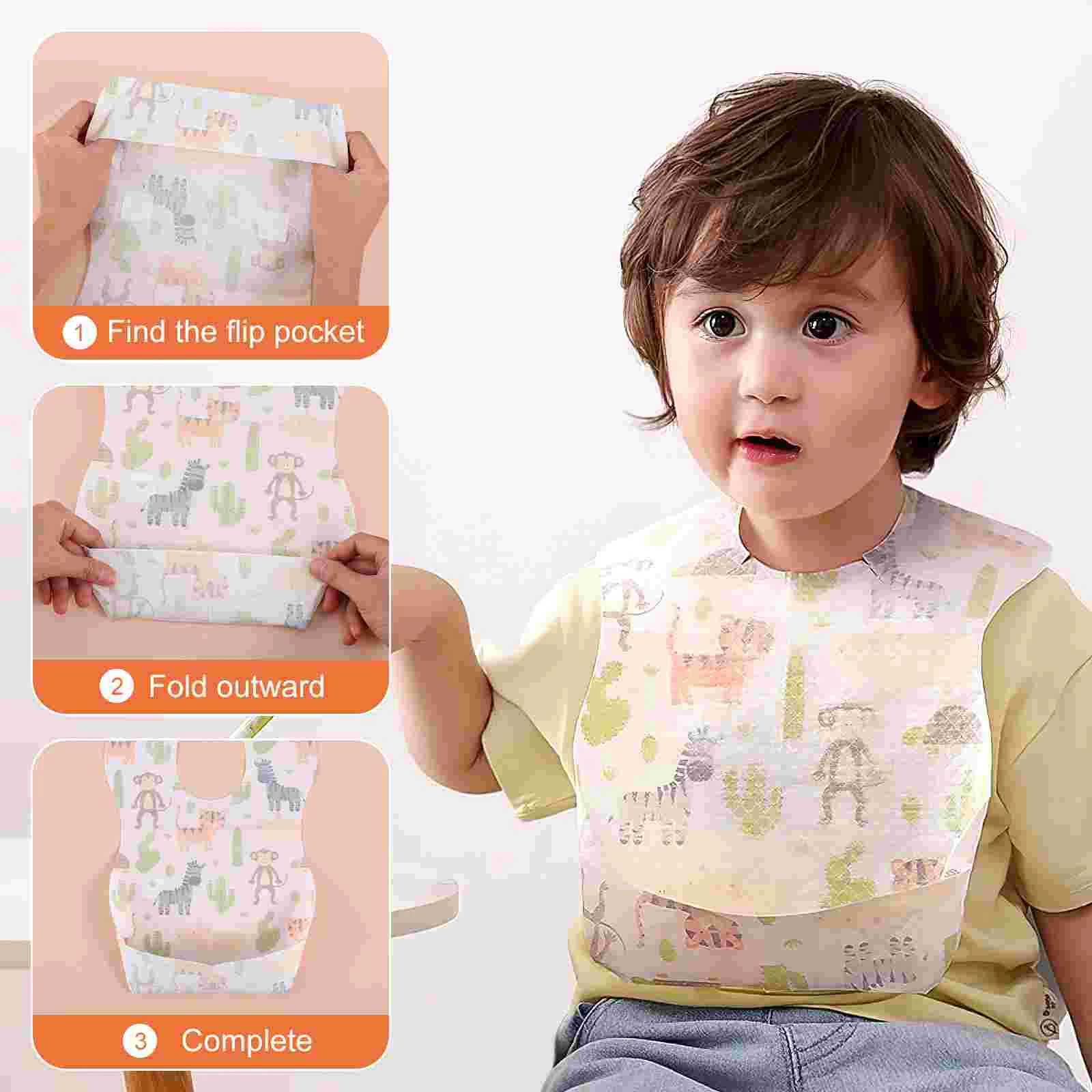 Bibs Burp Cloths 20pcs Disposable Waterproof Bib Adjustable Tape Dining Bibs for Baby Newborn Infant (Random Pattern)L4812