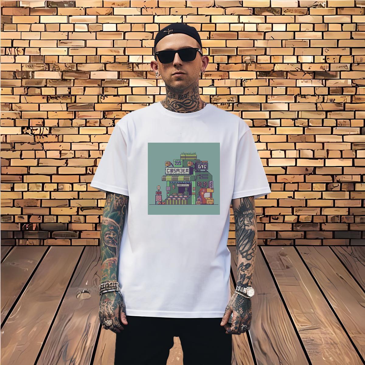 Comfortable robot Mens T Shirts Summer Casual Men Tshirts 230g 100% Cotton 2024 Summer Breathable Soft DIY Anime Clothings