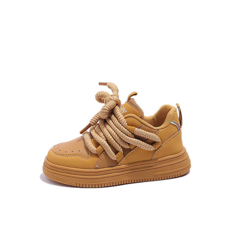 Sneakers 2023 Spring and Autumn New Style Cool Sports Shoes for Little Girls Breathable Board Shoes for Big Boys Soft soled Lightweight Yellow Shoes H