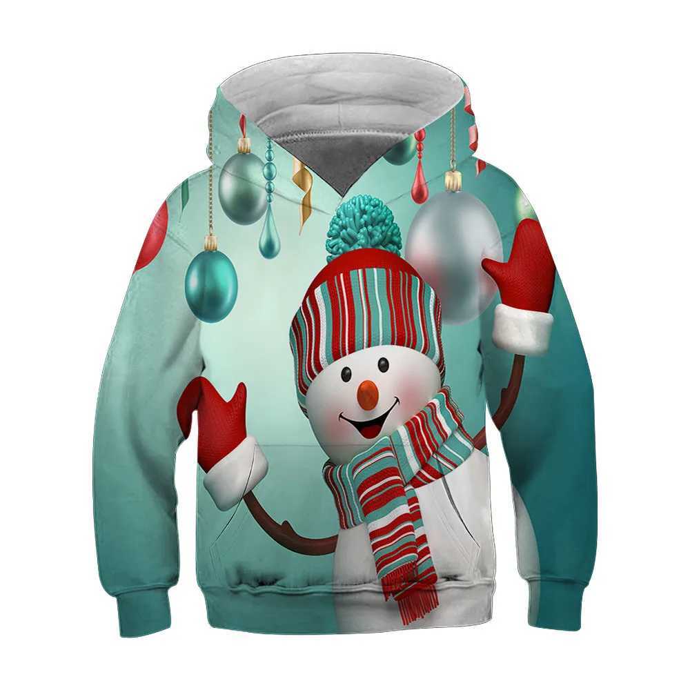 Christmas Santa Claus Print Graphic Hoodies for Children Top Comfy Trendy Hooded Pullover Kids Clothes for Autumn Winter OutdoorY240814
