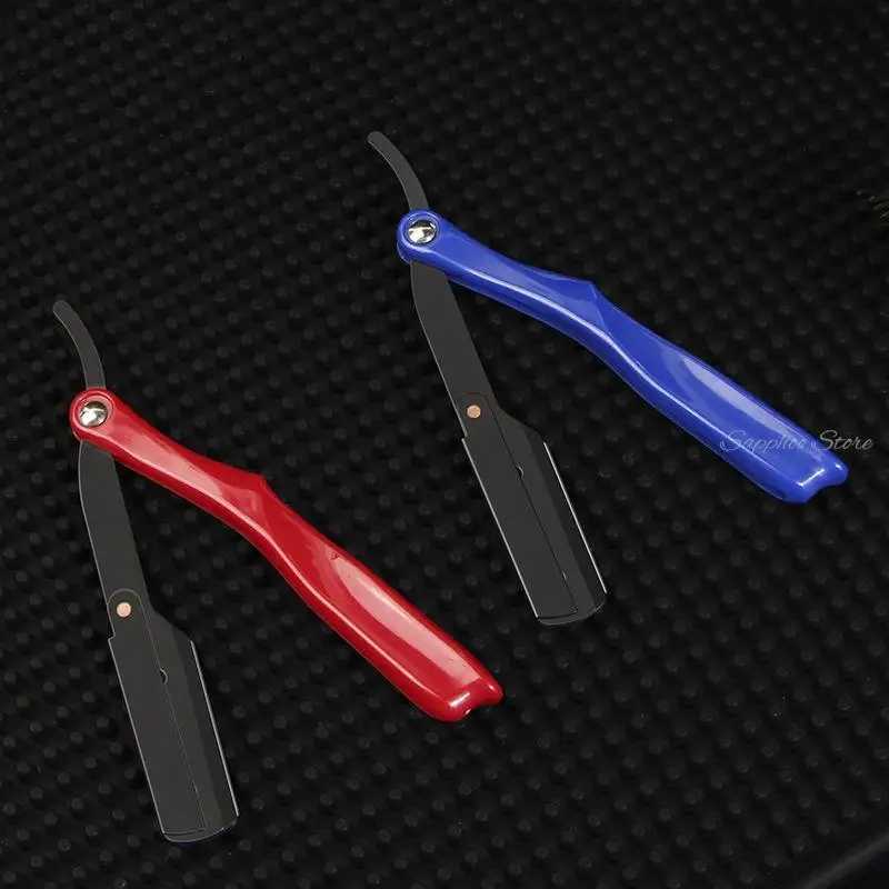 Mens Manual Razor Stainless Steel Folding Shaver Eyebrow Trimming Hairdressing ABS Handle With 10pcs Blades For GiftM240814