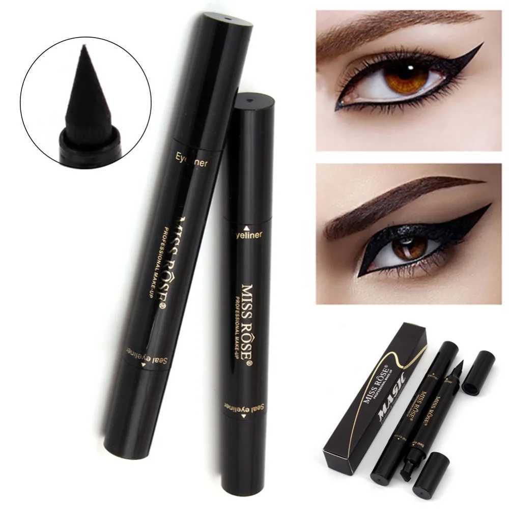 Miss Rose Brand Makeup Liquid Eyeliner Pencil Quick Dry Waterproof Eye Liner Black Color With Eye Wing Stamp Eye Pencil #250047 Y240813