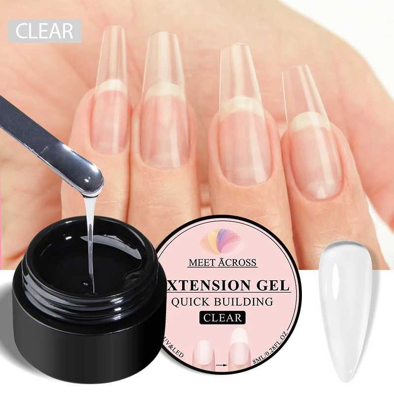 MEET ACROSS 8ml Nude Pink Quick Extension Nail Gel Polish Long Lasting Colorful Semi Permanent UV Gel Vernis Nail Art DesignM240814