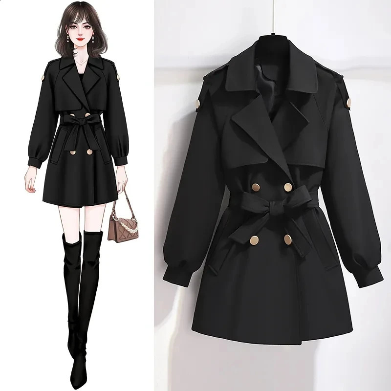Short Windbreakers Coats Womens Outwear Spring Autumn 2024 Fashion Loose Beautiful Single-Breasted Belt Chic Trench Coat 240813