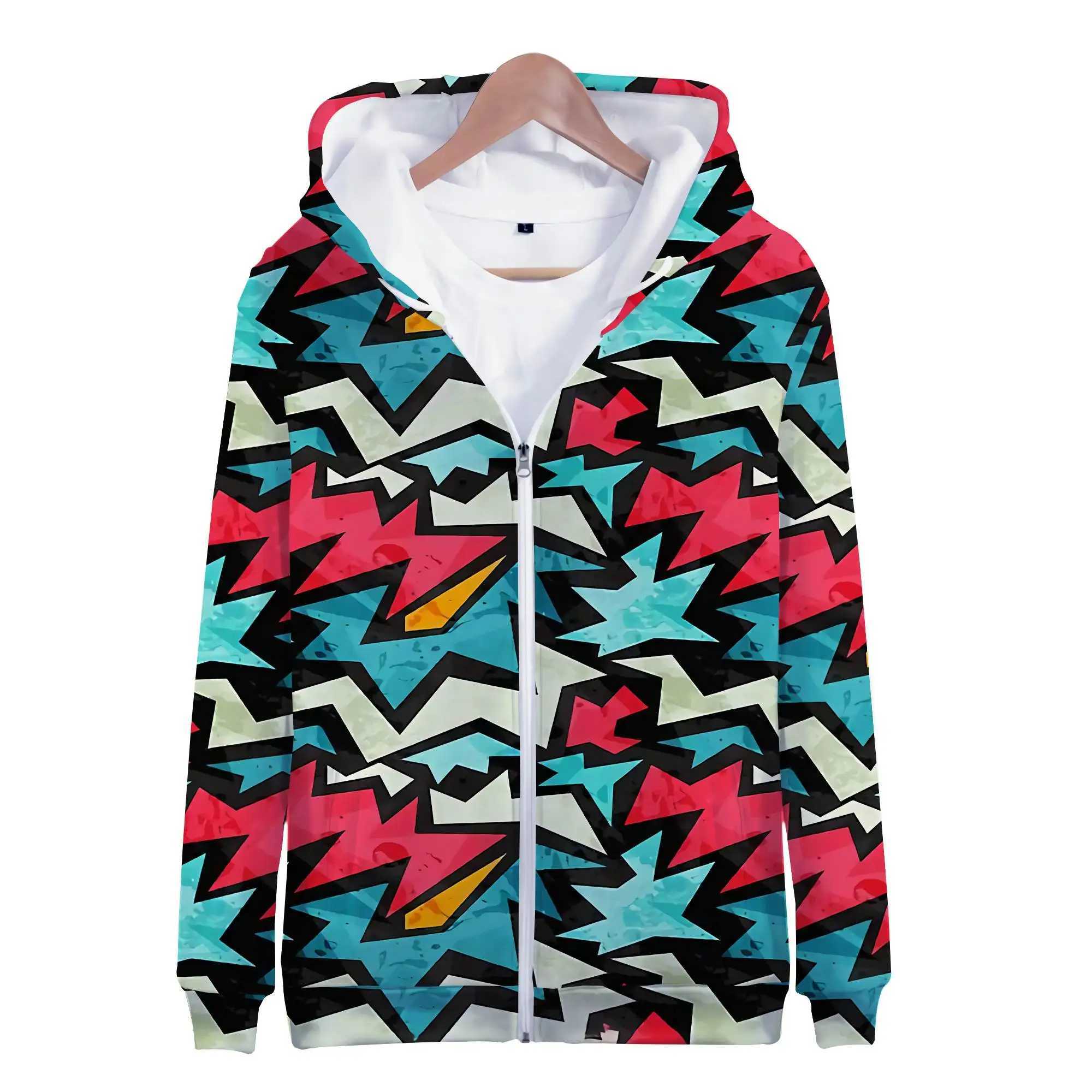 Hoodies Anime Grunge Graffiti 3D Print Zipper Sweatshirts Boy Girl Sweatshirts kids Cartoons Fashion Long Sleeve Oversized CoatY240814