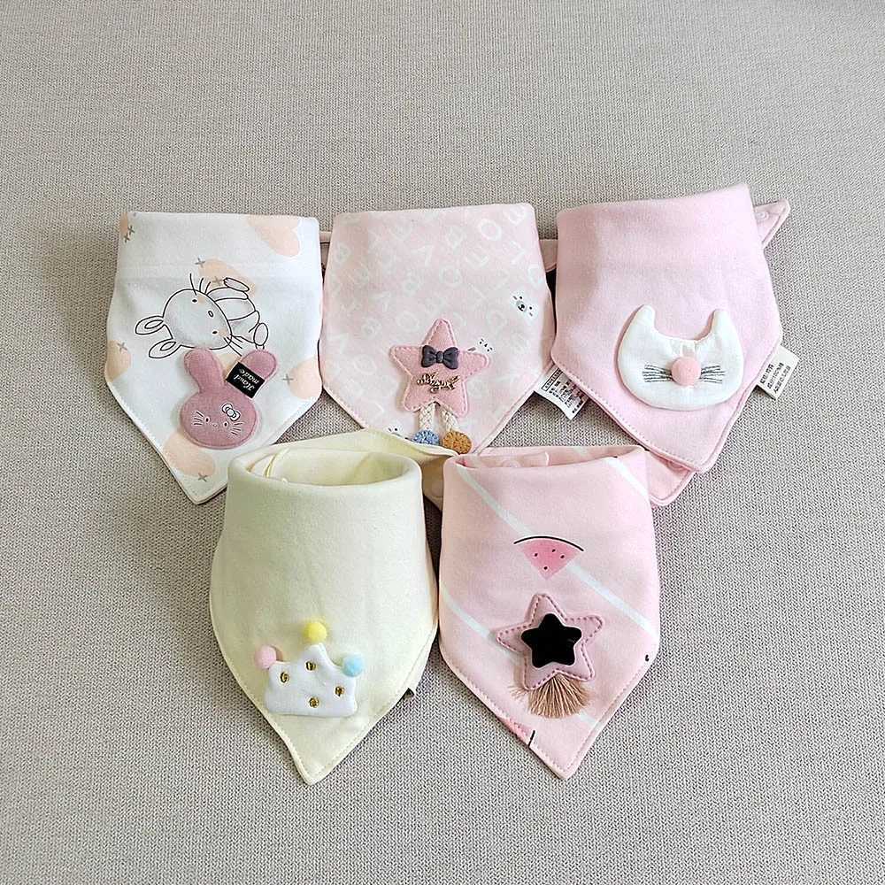 Bibs Burp Cloths 5Pieces/Lot Baby Girl Bib Cotton Triangle Infant Feeding Burp Cloth Teething Drool Boy Bib Newborn AccessoriesL4812