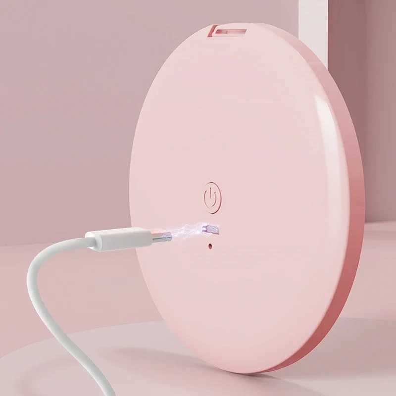 Mini LED illuminated makeup mirror round portable foldable compact mirror with light USB handheld makeup magnifying glass W240813