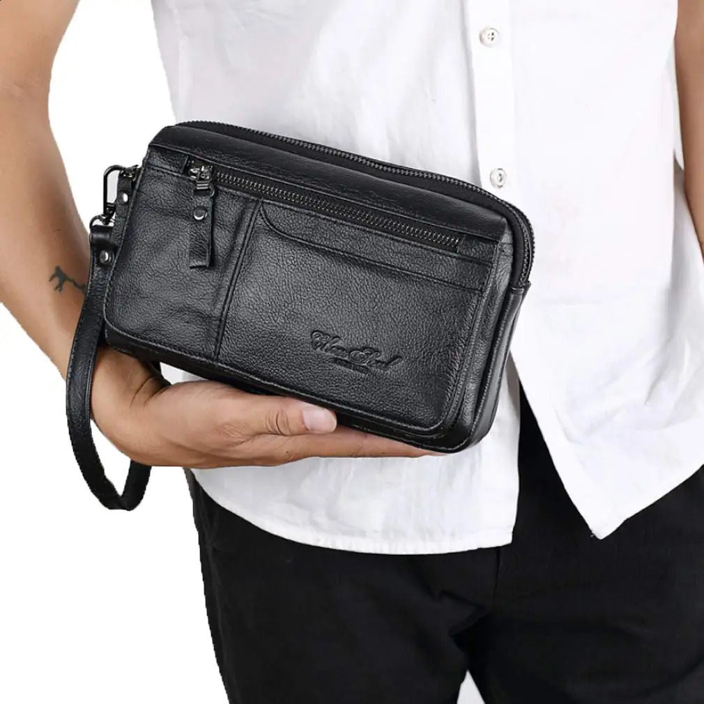 Leather clutch wallet mens watch zipper passport coin mobile phone card operator organizer business travel watch 240812