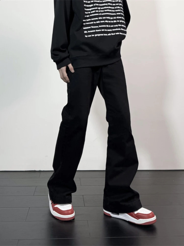 Flare Jeans Men American Slim Chic High Street Washed Hip Hop Denim Trousers All-match Harajuku Simple College Autumn Mopping 240814