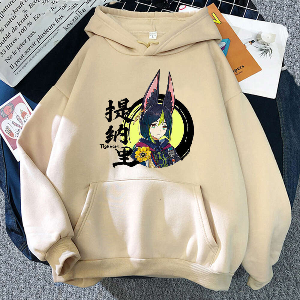 Genshin Impact Hooded Tighnari Print Men Women Plus Size Hoodies Aesthetic Trendy High Quality Sweatshirt Unisex Pullover