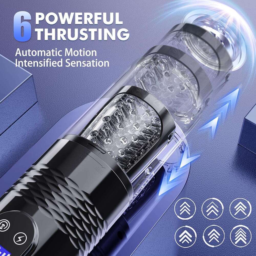 EORONE Men's Sex Toys - Men's Sex Toys Adult Toys, 10 Vibration and 6 Push, Men's Sex Toys Pocket Cat LCD Display, 3D Sleeve